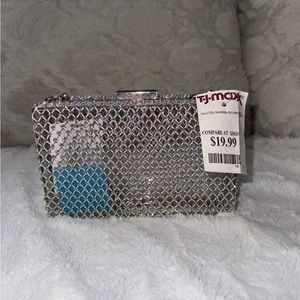 Rhinestone Mesh Clear Plastic Bag w/ Chain
